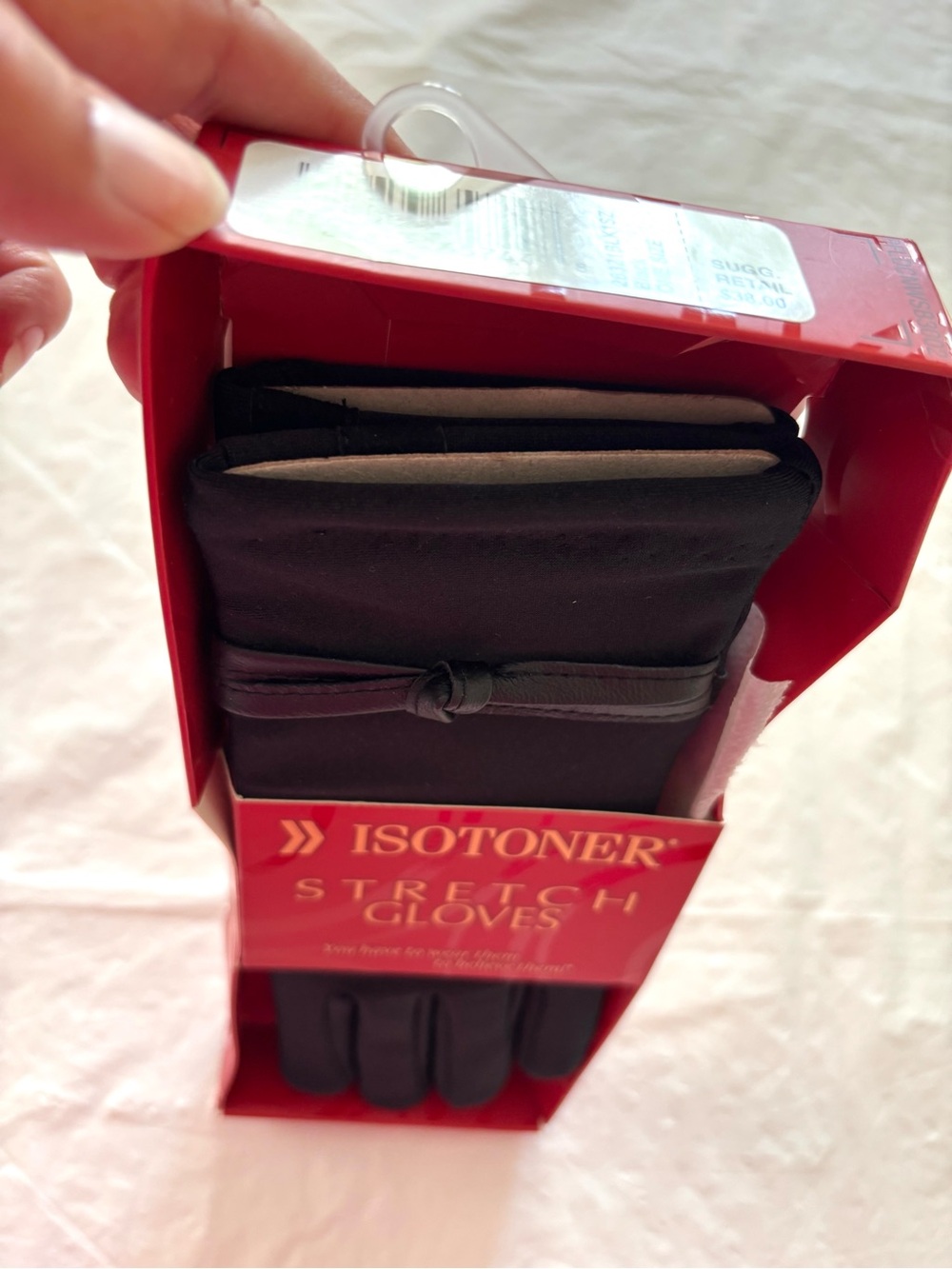 Isotoner Black Stretch Gloves with Ribbon Detail - Picture 4 of 6